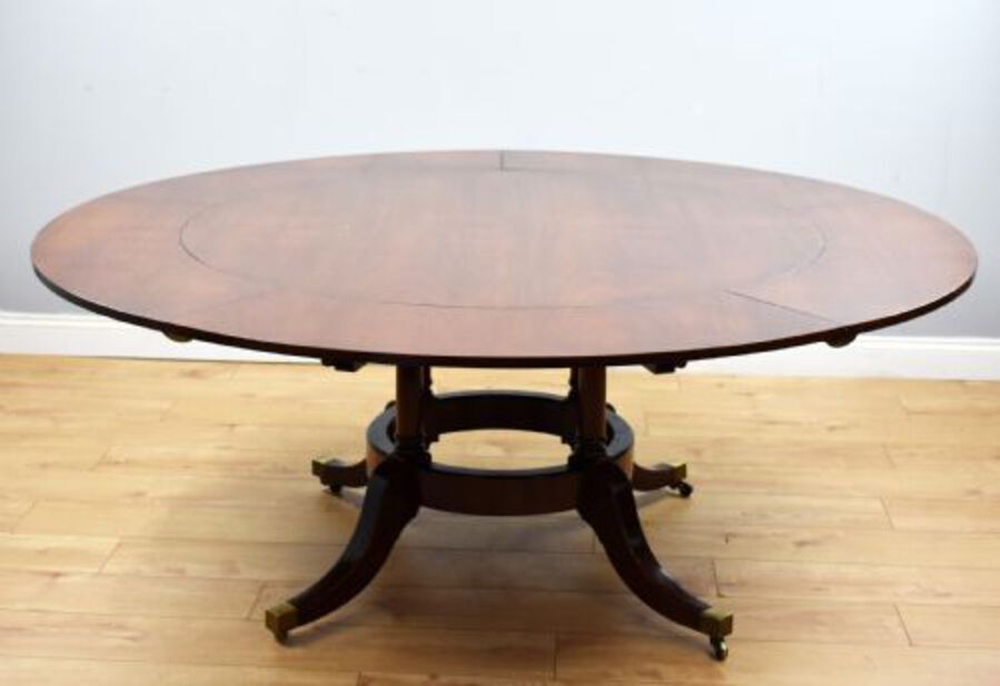 Antique Large Mahogany Circular Extending Dining Table
