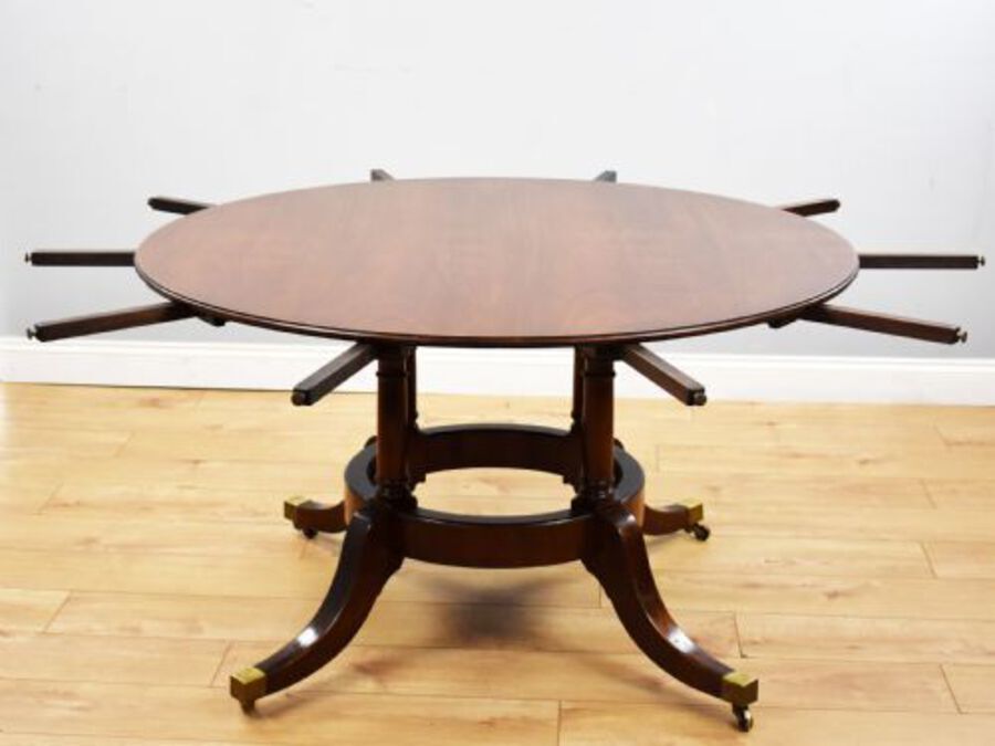 Antique Large Mahogany Circular Extending Dining Table