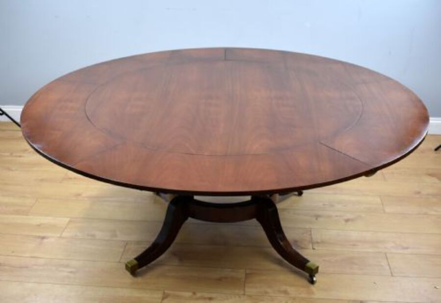 Antique Large Mahogany Circular Extending Dining Table