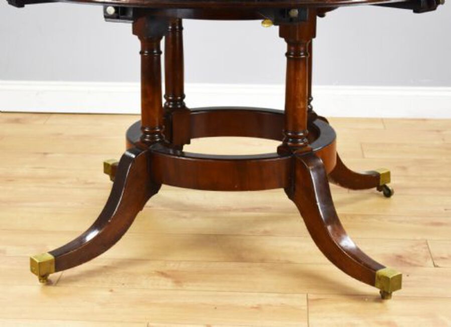Antique Large Mahogany Circular Extending Dining Table