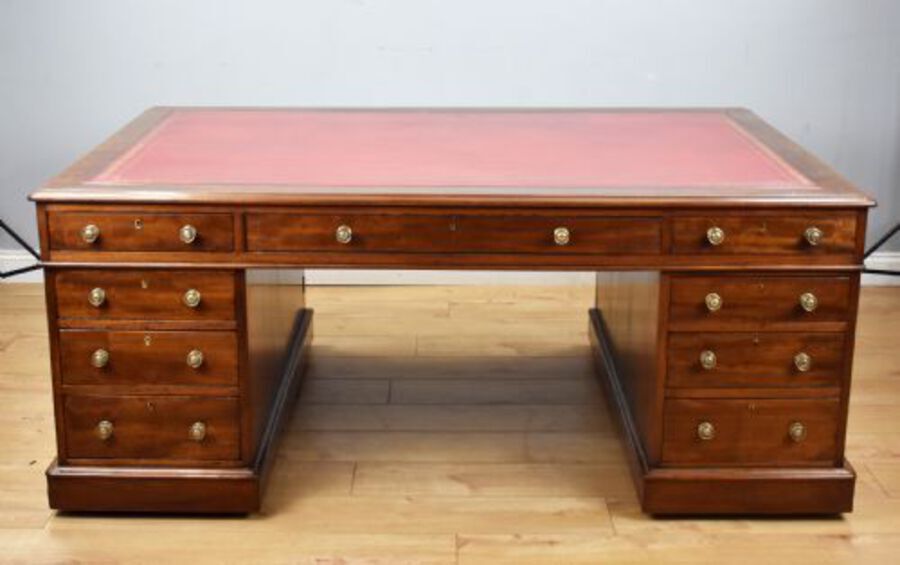 Antique Victorian Mahogany Partners Desk by 