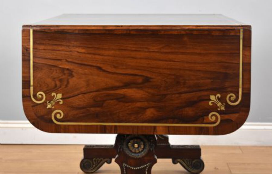Antique Regency Rosewood and Brass Inlaid Sofa Table