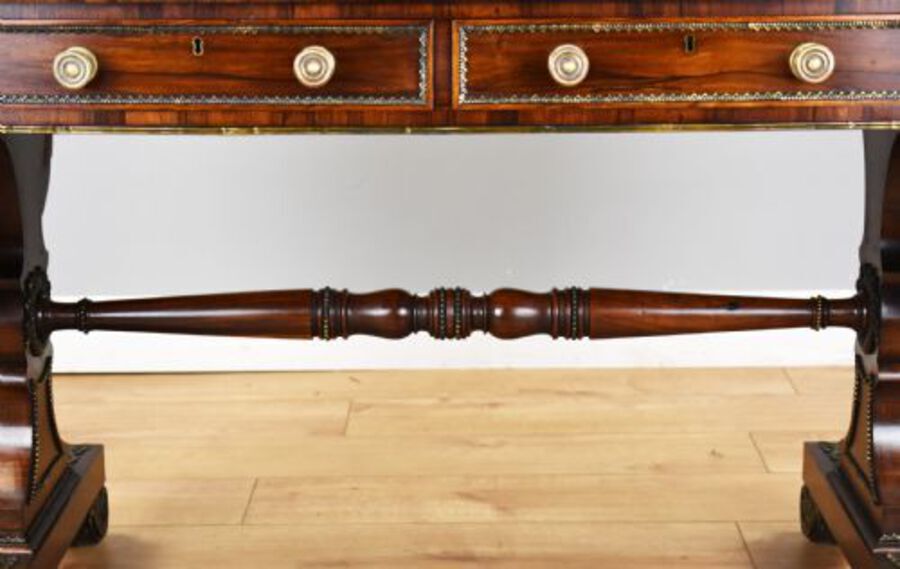 Antique Regency Rosewood and Brass Inlaid Sofa Table