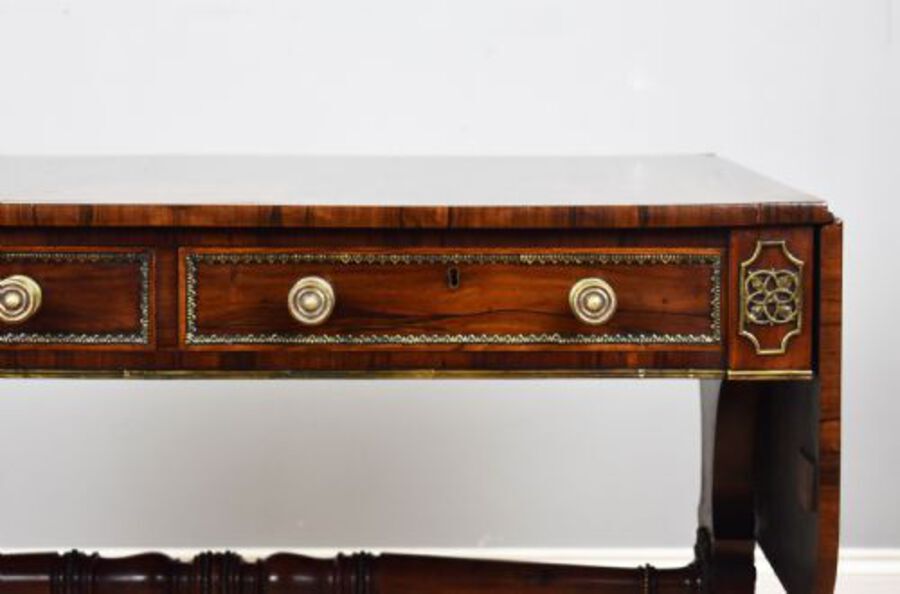 Antique Regency Rosewood and Brass Inlaid Sofa Table