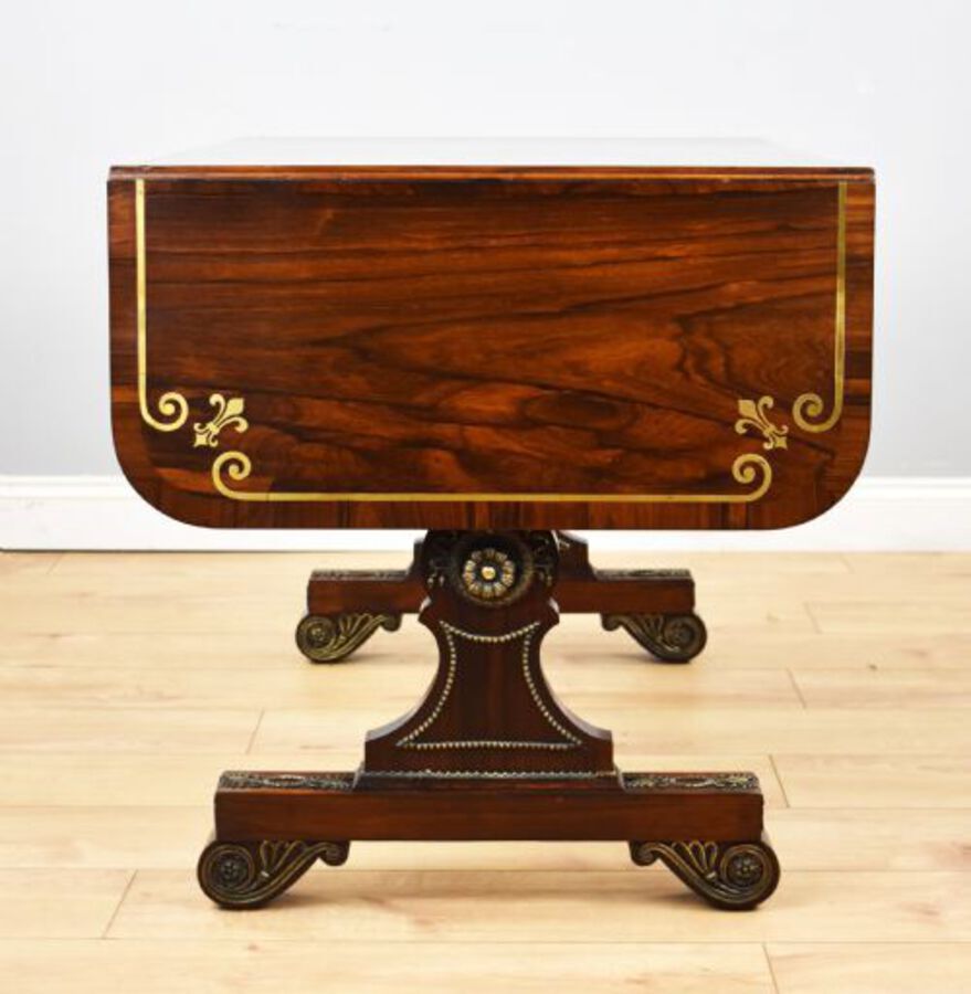 Antique Regency Rosewood and Brass Inlaid Sofa Table