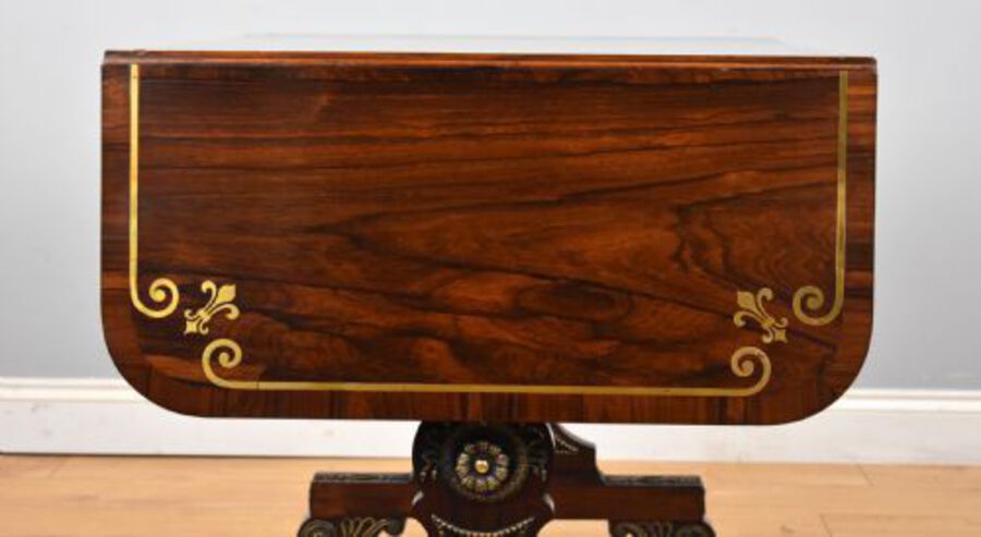 Antique Regency Rosewood and Brass Inlaid Sofa Table