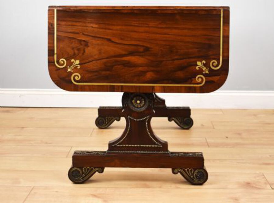 Antique Regency Rosewood and Brass Inlaid Sofa Table
