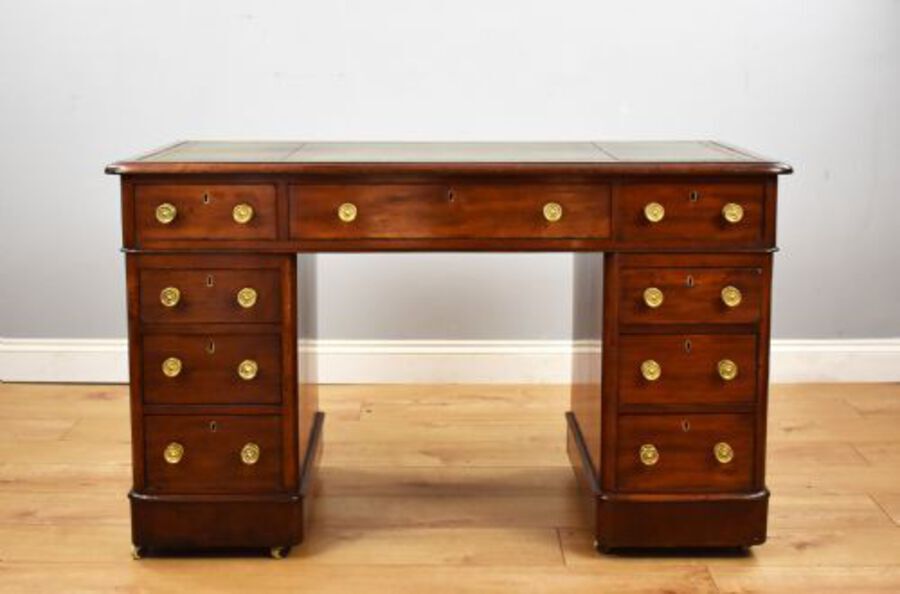 Antique Victorian Mahogany Pedestal Desk