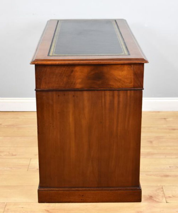 Antique Antique Mahogany Campaign Style Pedestal Desk