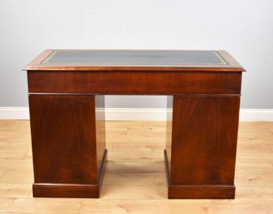 Antique Antique Mahogany Campaign Style Pedestal Desk