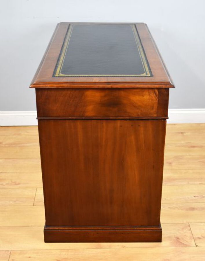 Antique Antique Mahogany Campaign Style Pedestal Desk