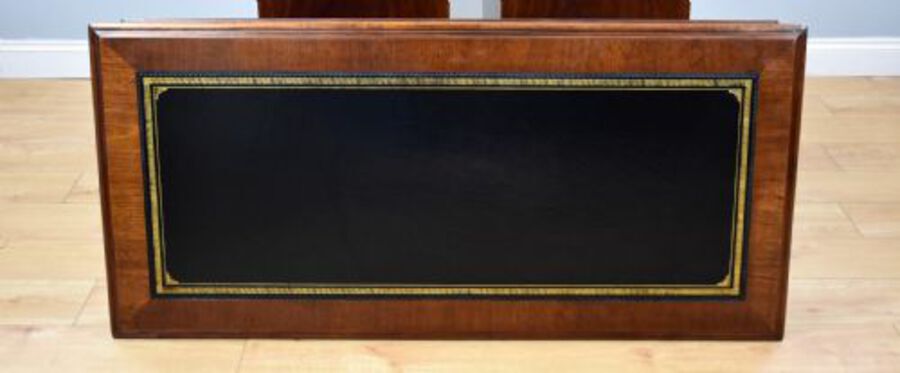 Antique Antique Mahogany Campaign Style Pedestal Desk