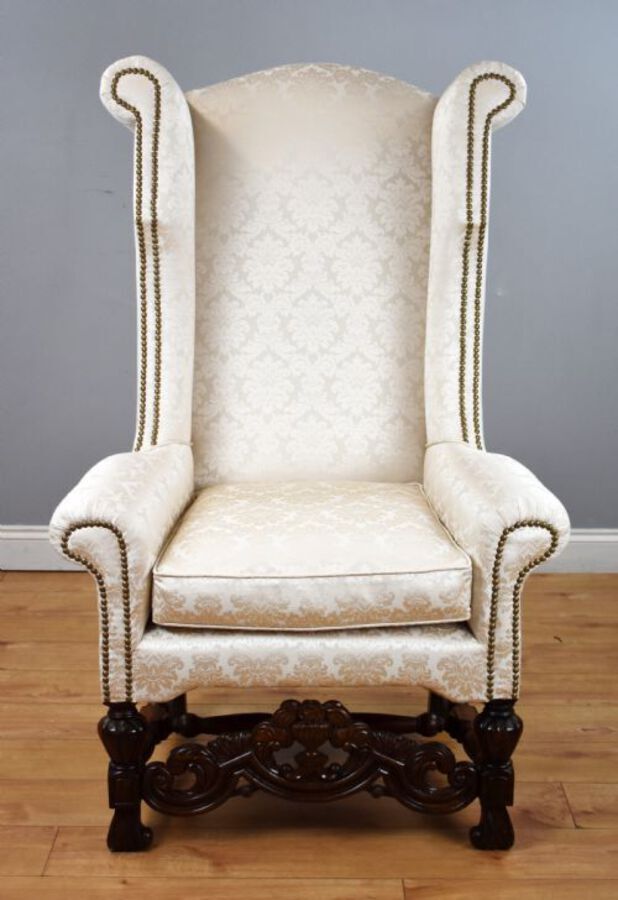 Antique 19th Century Carolean Style Wing Back Armchair