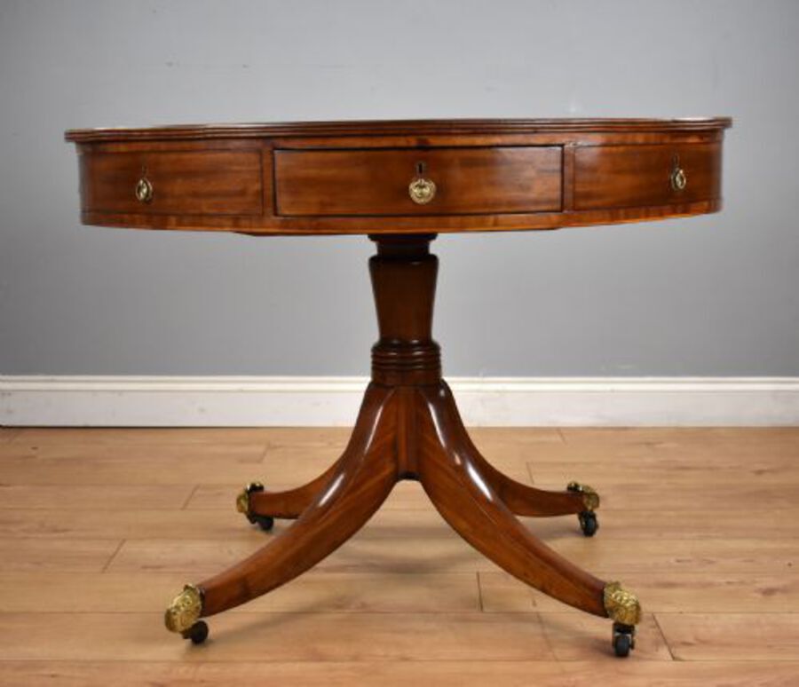 Antique Regency Mahogany Drum Table