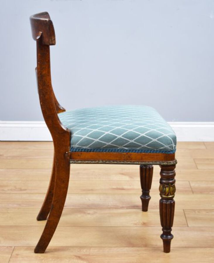 Antique Set of 4 Regency Pollard Oak and Brass Inlaid Dining Chairs