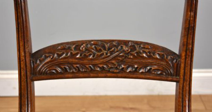 Antique Set of 4 Regency Pollard Oak and Brass Inlaid Dining Chairs
