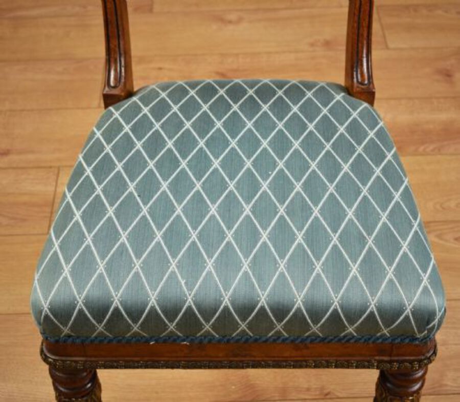 Antique Set of 4 Regency Pollard Oak and Brass Inlaid Dining Chairs