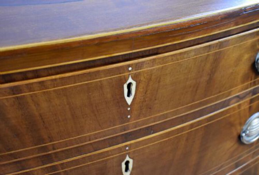 Antique George III Mahogany Inlaid Bow Front Chest
