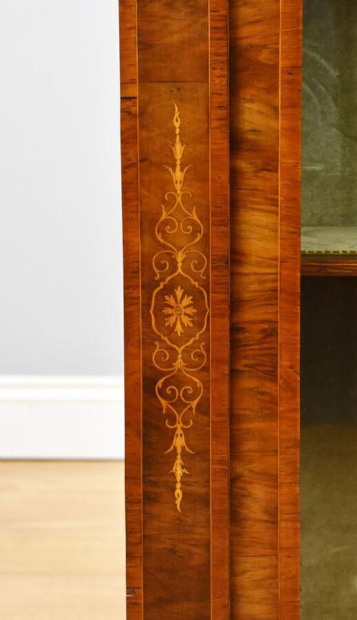 Antique Pair of Victorian Walnut Inlaid Pier Cabinets
