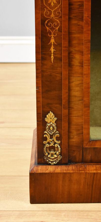 Antique Pair of Victorian Walnut Inlaid Pier Cabinets