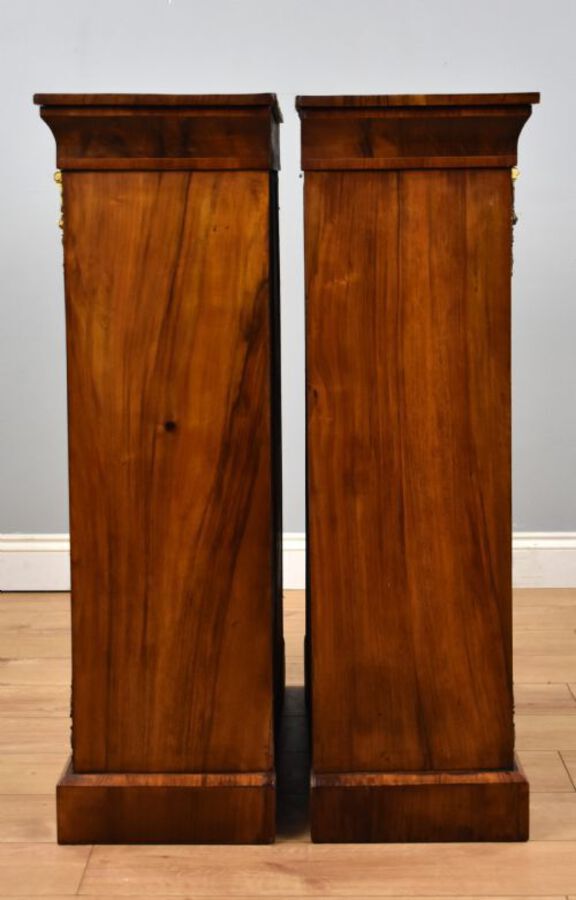 Antique Pair of Victorian Walnut Inlaid Pier Cabinets