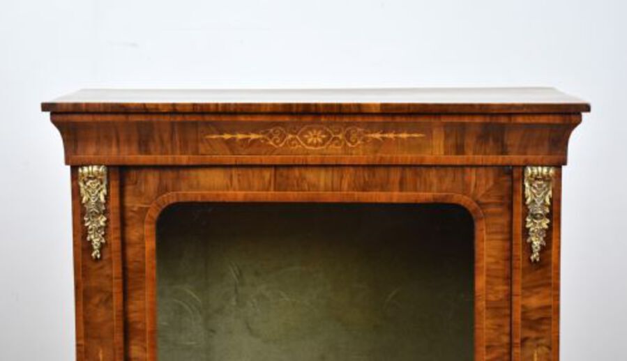 Antique Pair of Victorian Walnut Inlaid Pier Cabinets