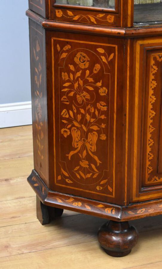 Antique 19th Century Dutch Marquetry Display Cabinet