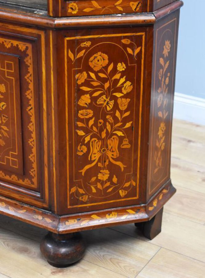 Antique 19th Century Dutch Marquetry Display Cabinet
