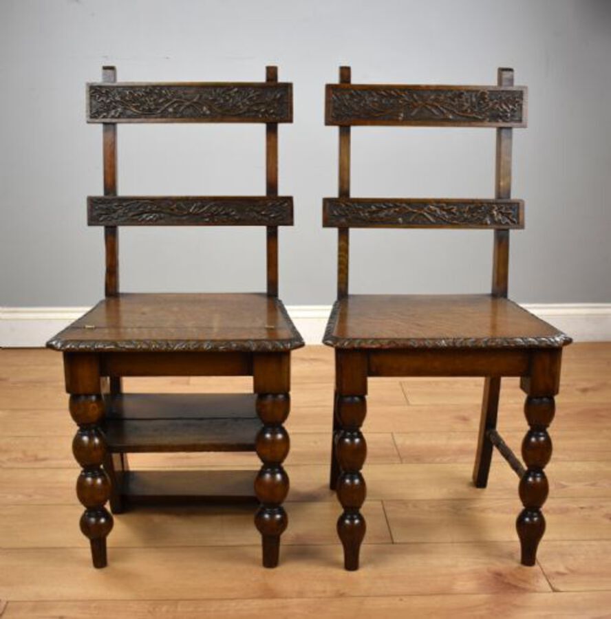 19th Century Oak Metamorphic chair and Matching Oak Chair