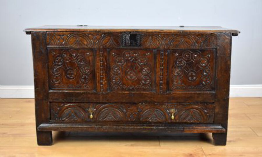 17th Century Carved Oak Coffer