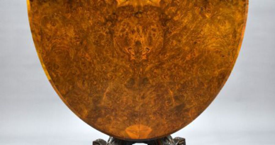 Antique Victorian Burr Walnut Oval Loo Table