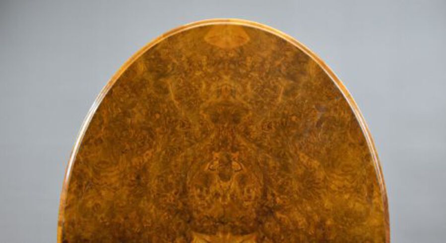 Antique Victorian Burr Walnut Oval Loo Table