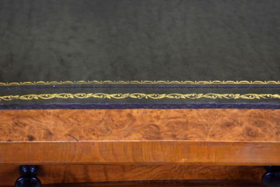 Antique Victorian Burr Walnut Kidney Shaped Desk