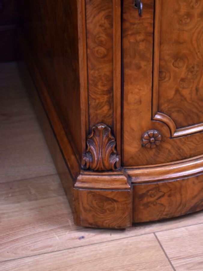 Antique Victorian Burr Walnut Kidney Shaped Desk