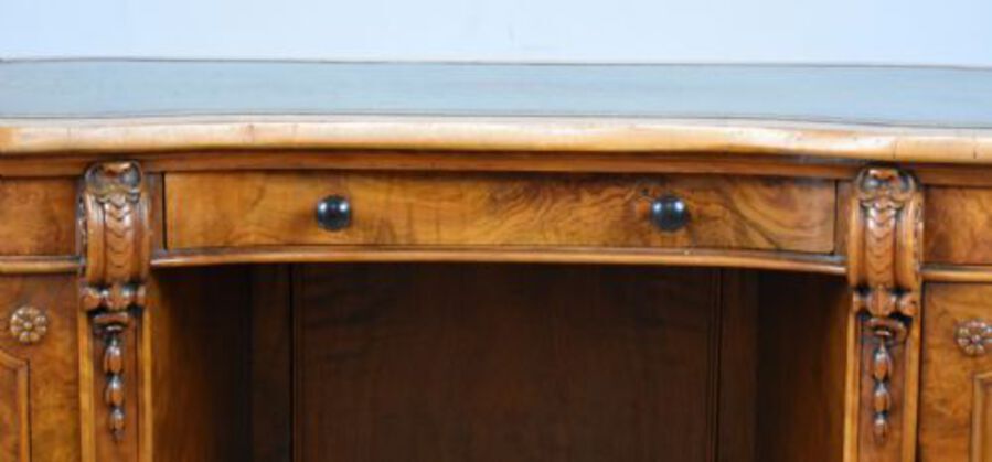 Antique Victorian Burr Walnut Kidney Shaped Desk