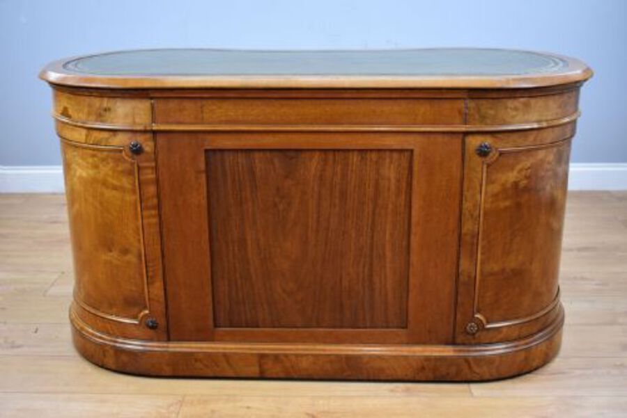 Antique Victorian Burr Walnut Kidney Shaped Desk