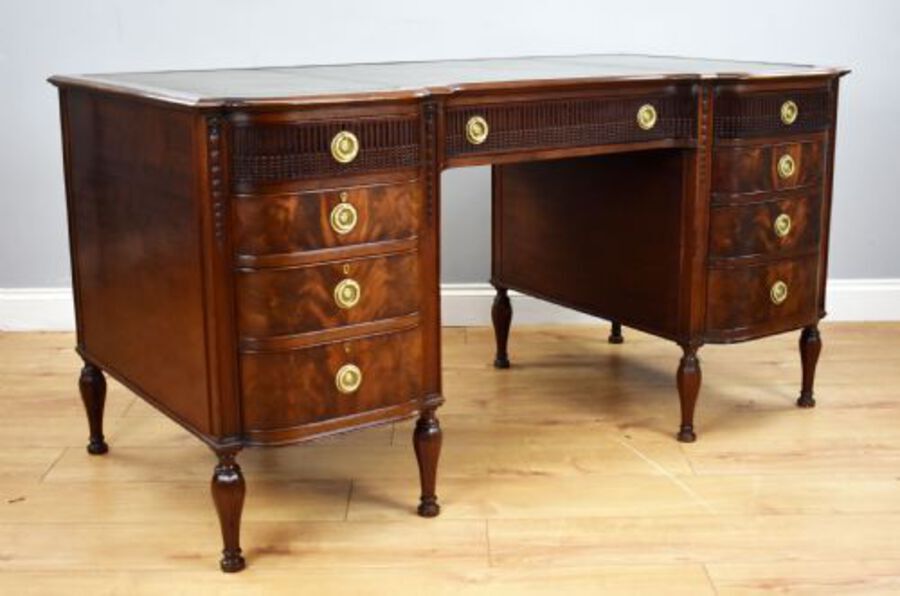 Edwardian Flame Mahogany Writing Table by Waring &amp; Gillows