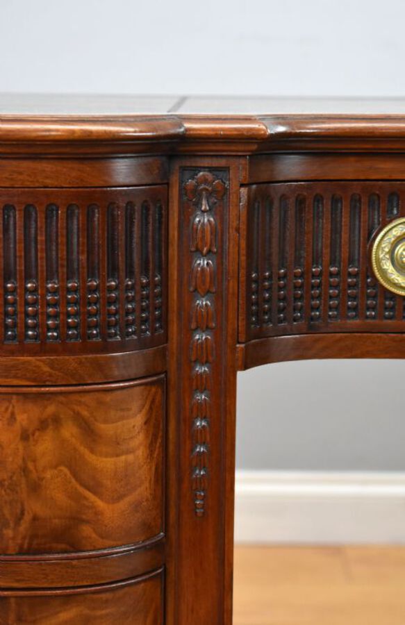 Antique Edwardian Flame Mahogany Writing Table by Waring & Gillows