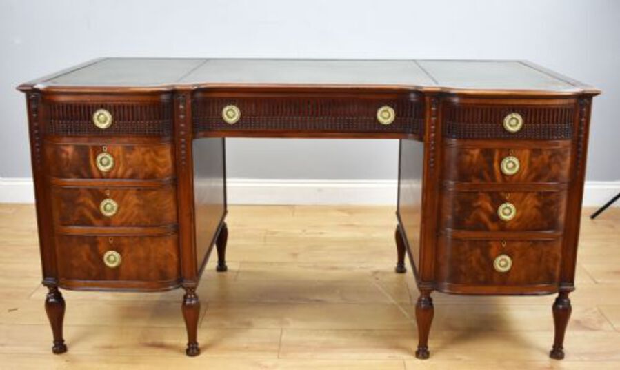 Antique Edwardian Flame Mahogany Writing Table by Waring & Gillows