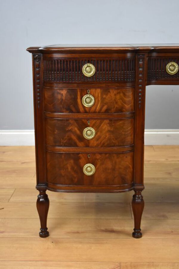 Antique Edwardian Flame Mahogany Writing Table by Waring & Gillows