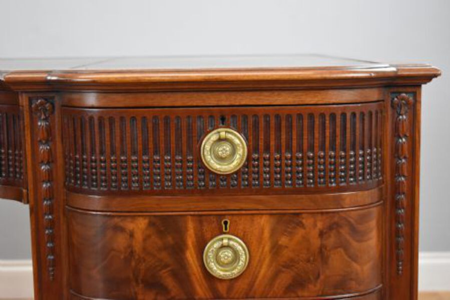 Antique Edwardian Flame Mahogany Writing Table by Waring & Gillows