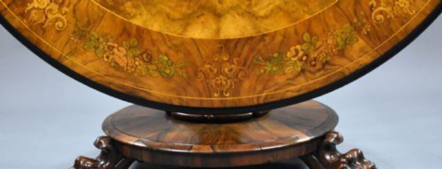 Antique Victorian Burr Walnut Marquetry Table