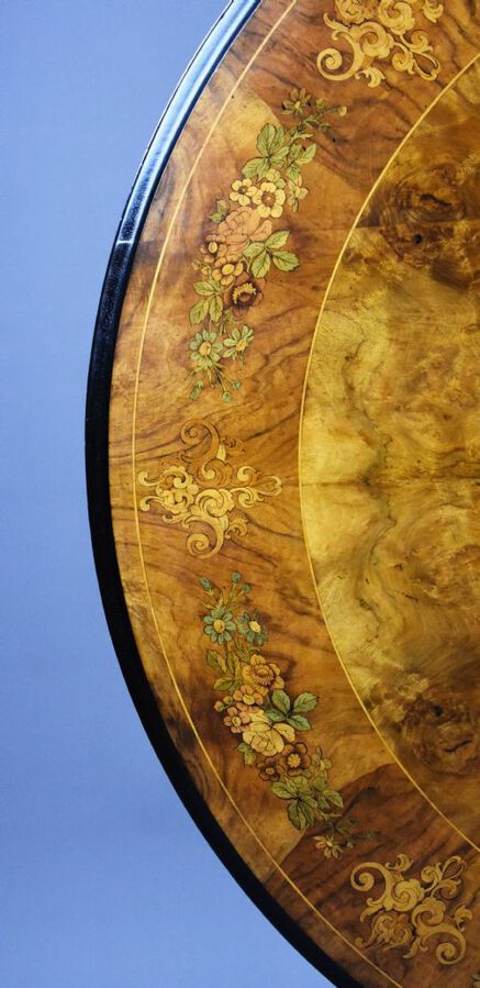 Antique Victorian Burr Walnut Marquetry Table