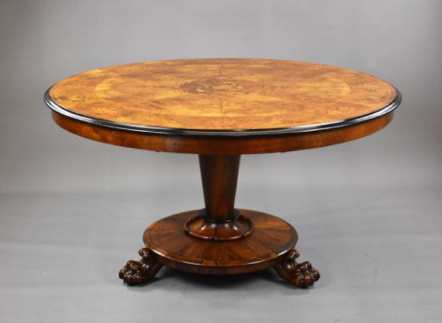Antique Victorian Burr Walnut Marquetry Table