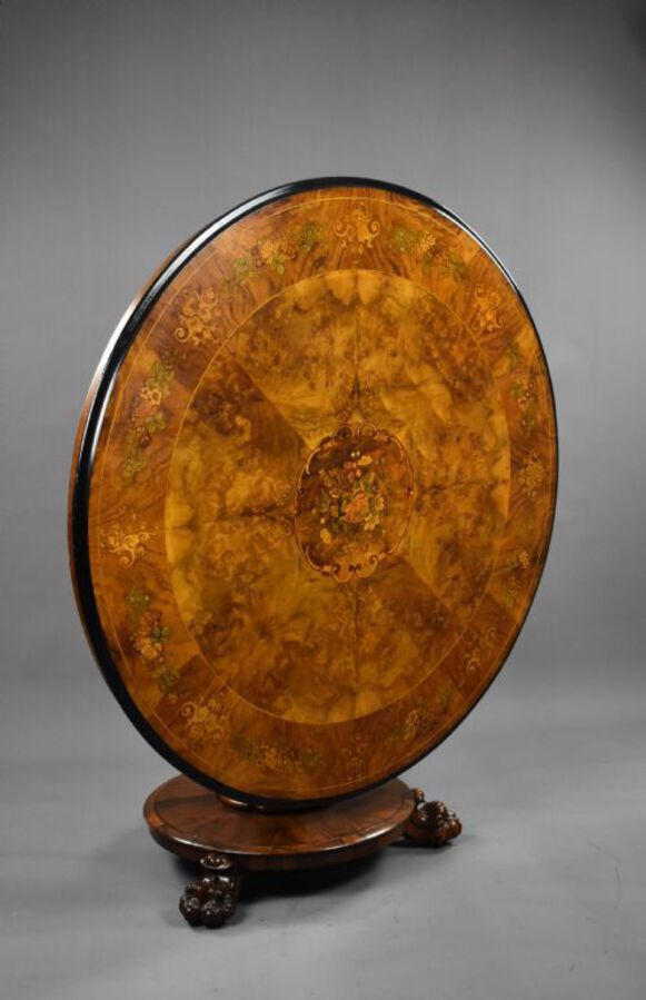 Antique Victorian Burr Walnut Marquetry Table