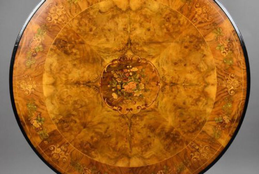 Antique Victorian Burr Walnut Marquetry Table
