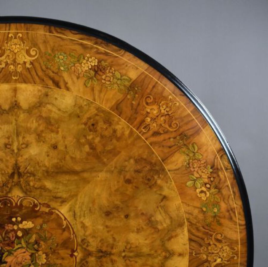 Antique Victorian Burr Walnut Marquetry Table