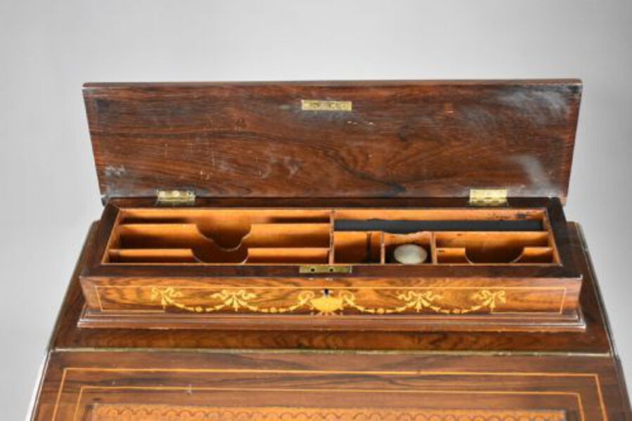 Antique Victorian Rosewood Inlaid Davenport