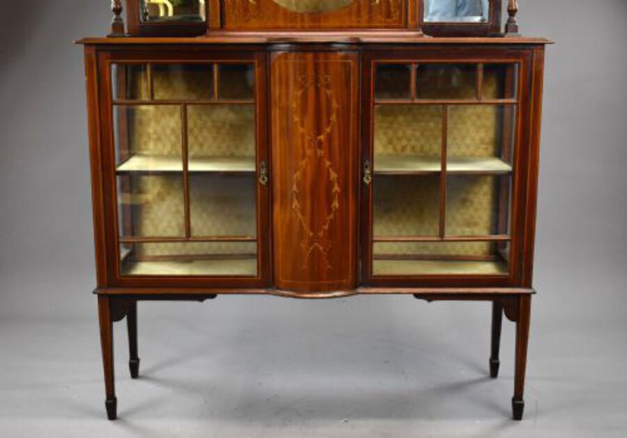 Antique Victorian Mahogany Inlaid Display Cabinet