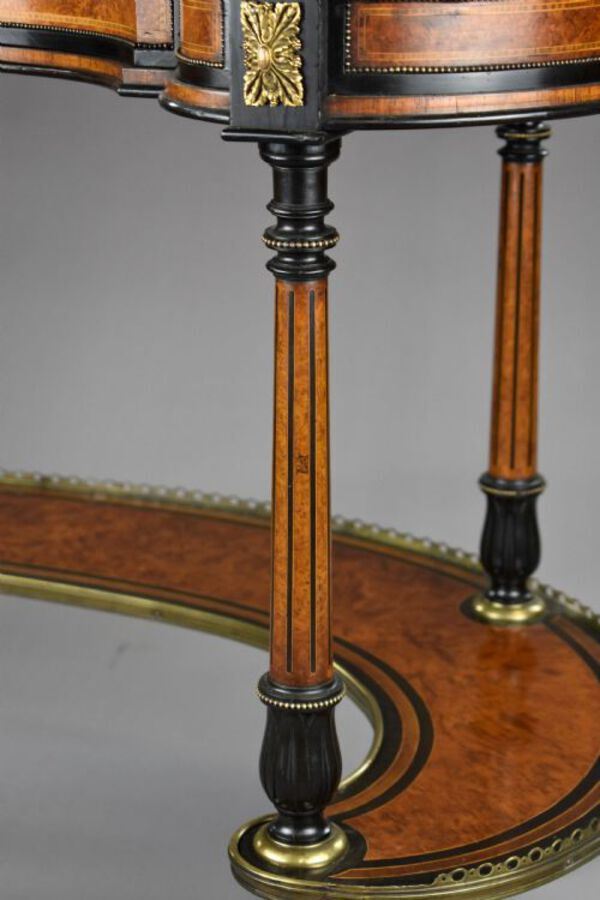 Antique Victorian Walnut & Amboyna Writing Table by Gillows